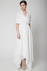 Asymmetric White Wrap Dress