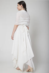 Asymmetric White Wrap Dress