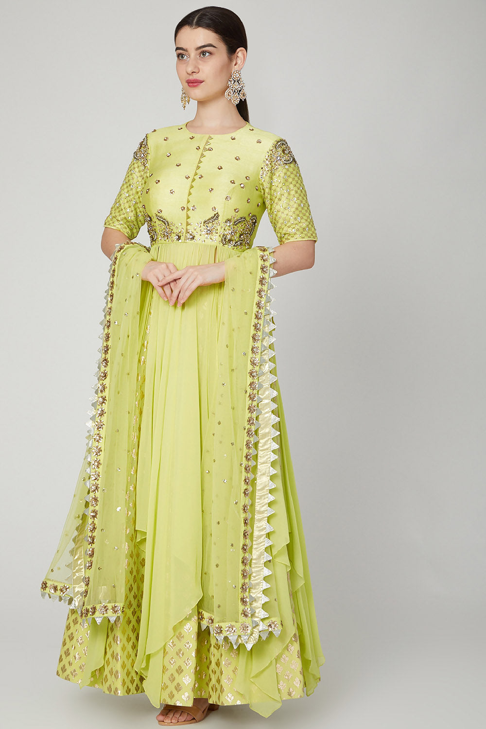 Embroidered Yellow Lehenga Set