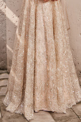 Satin & Organza Champagne Embroidered Lehenga Set