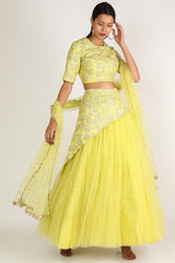 Embroidered Lime Yellow Lehenga Set