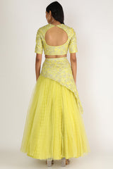 Embroidered Lime Yellow Lehenga Set