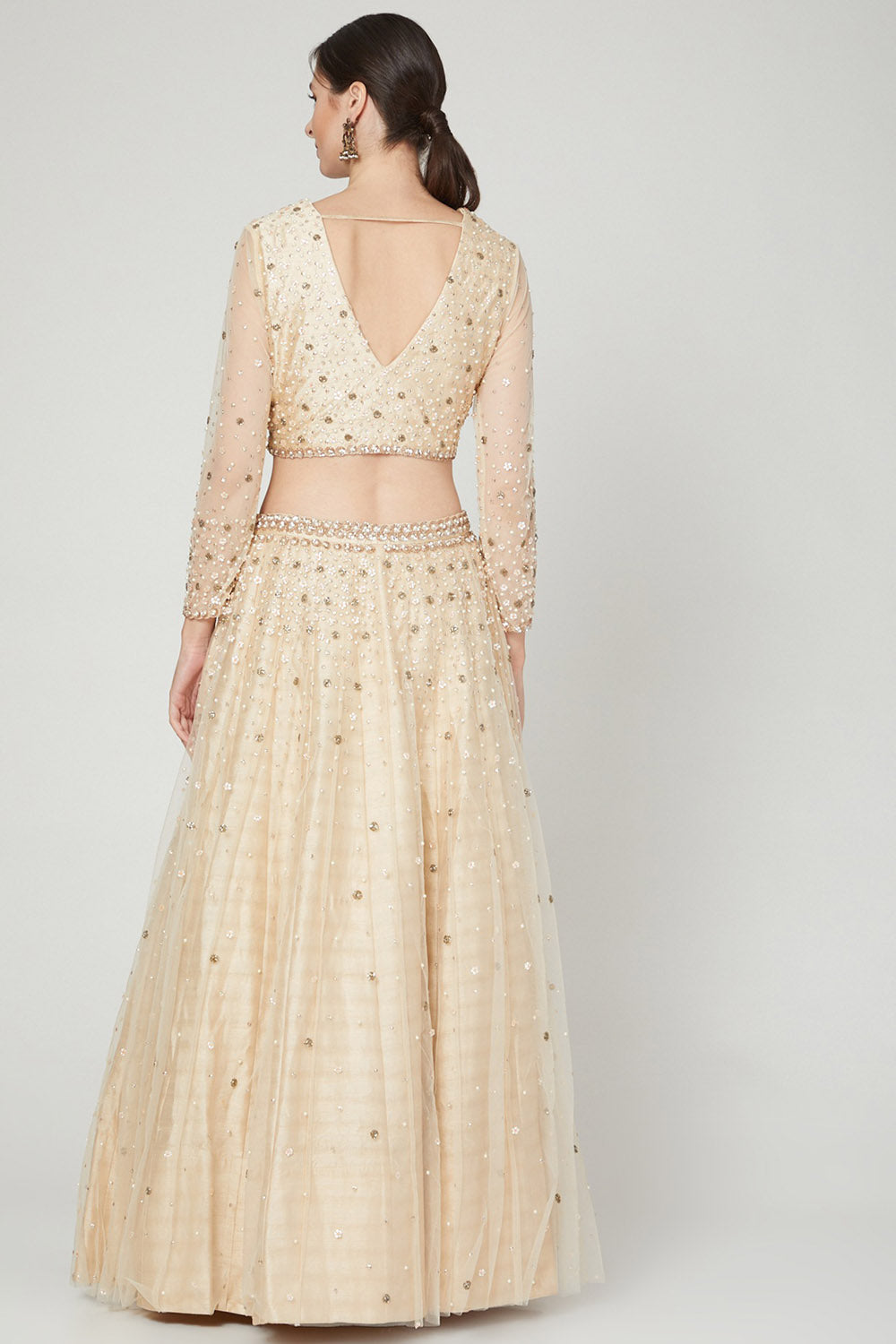 Embroidered Beige Lehenga Set