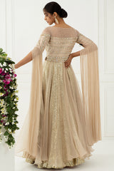 Hand Embroidered Beige Handcrafted Gown