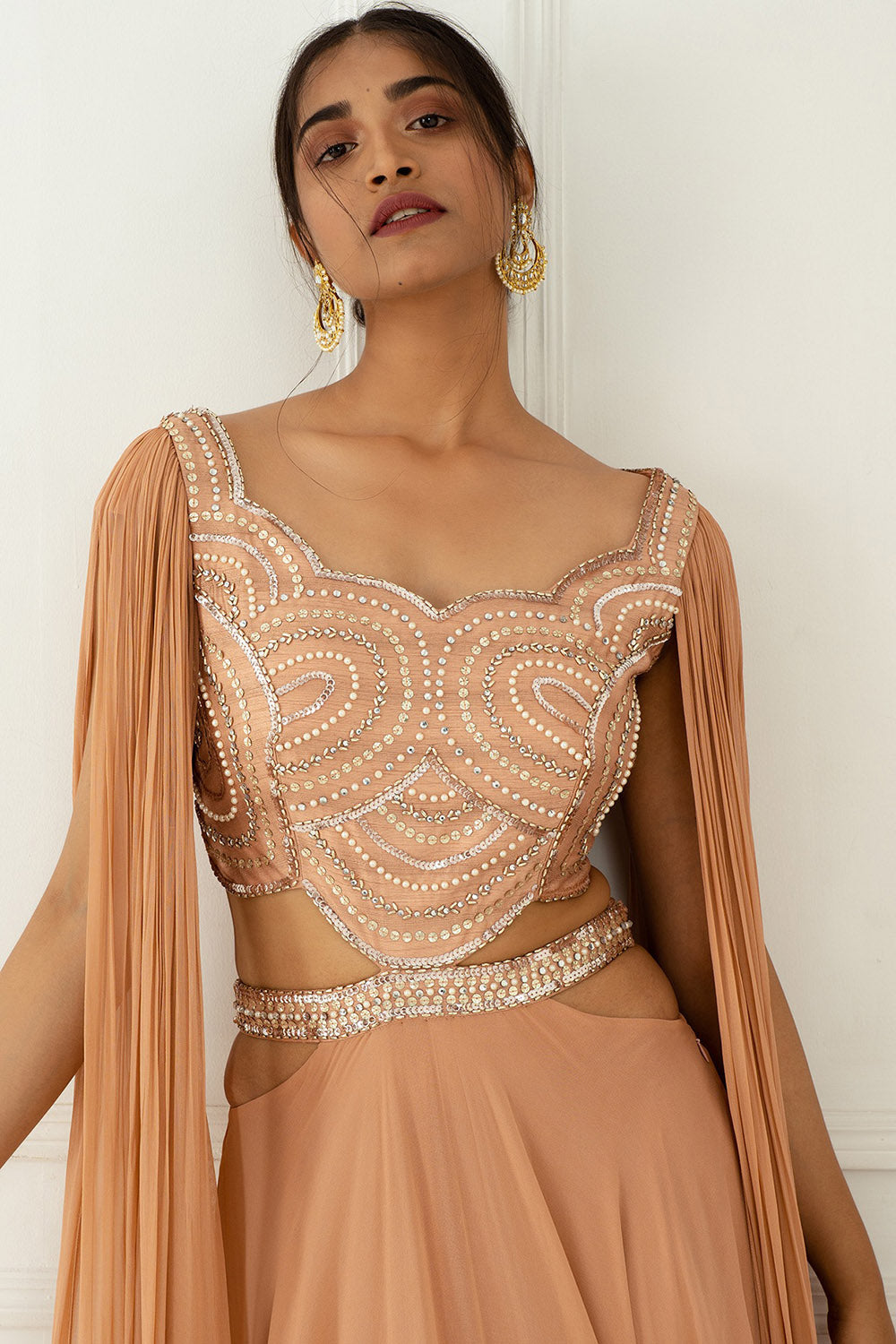 Hand Embroidered Blush Pink Cut-Out Gown