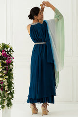 Ombre Cobalt Blue Draped Kurta Dress