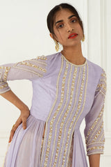 Hand Embroidered Lilac Kurta Set