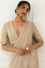 Draped Champagne Saree Set