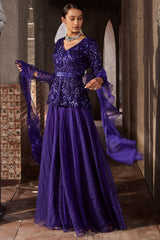 Organza Purple Sharara Set