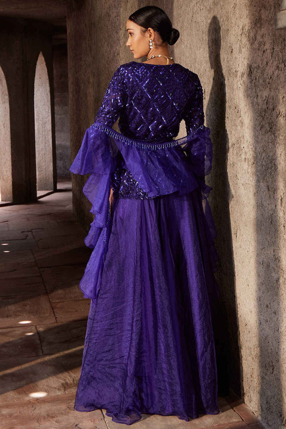 Organza Purple Sharara Set