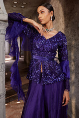 Organza Purple Sharara Set