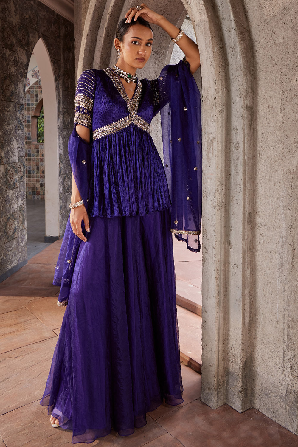 Organza Purple Sharara Set