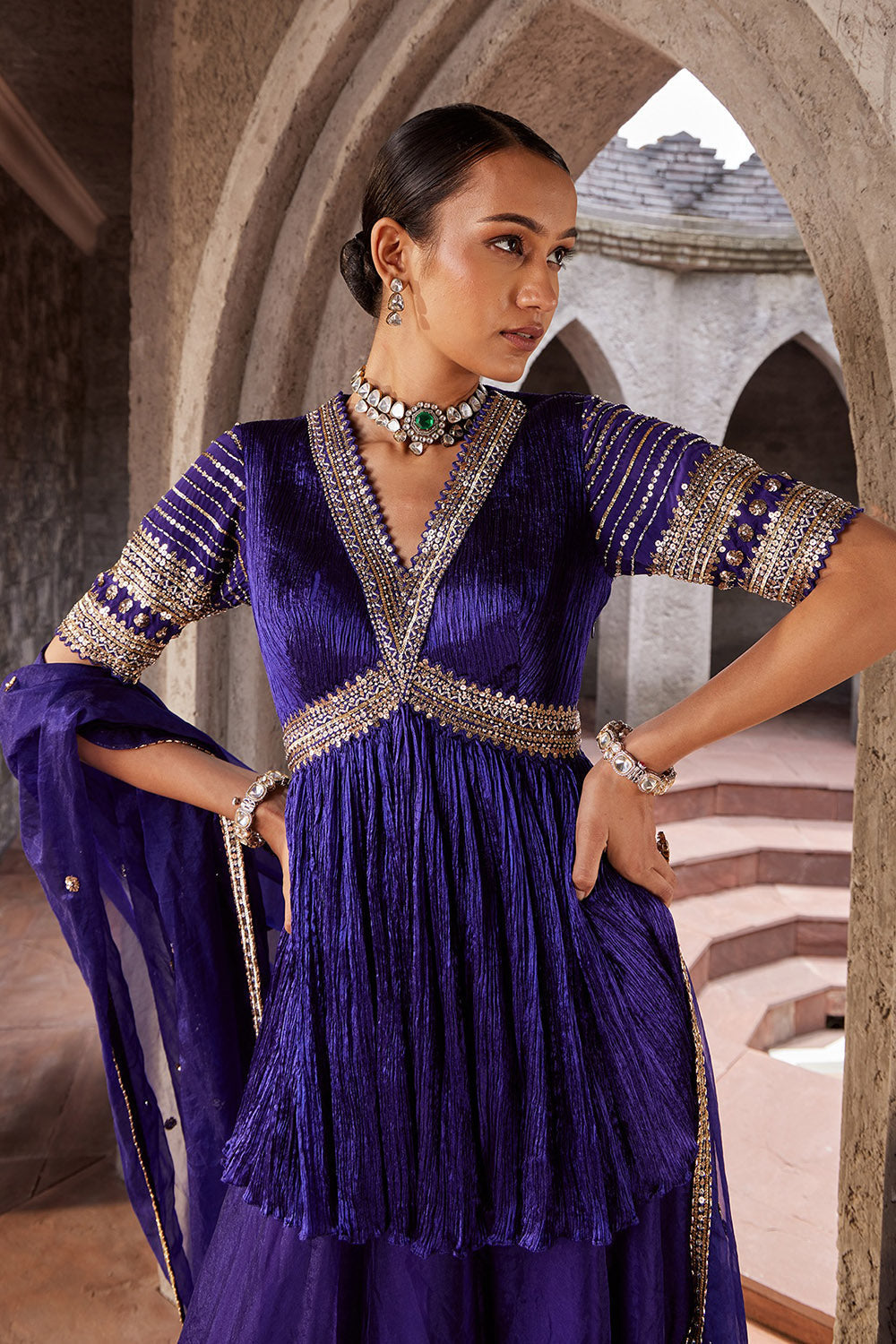 Organza Purple Sharara Set