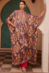 Crepe Multi-Colored Printed Kaftan Set