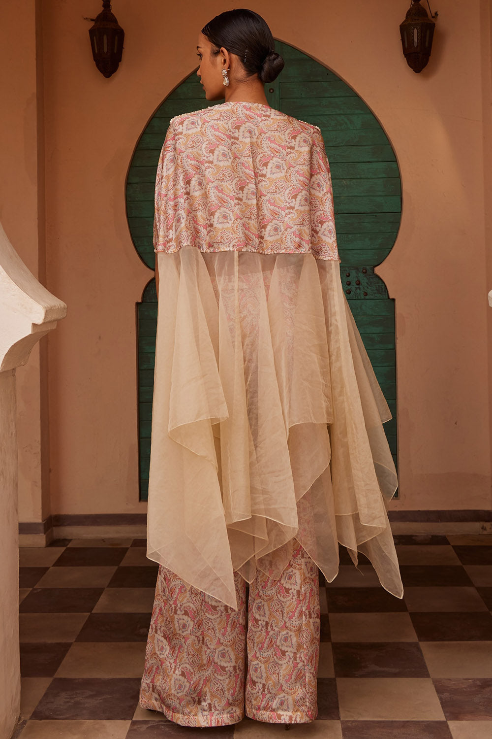 Modal Beige Asymmetric Draped Kurta Set