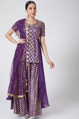 Embroidered Purple Lehenga Set