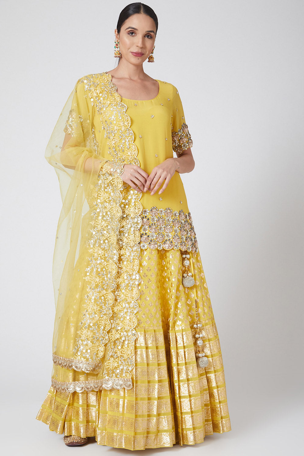 Embroidered Yellow Lehenga Set