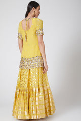 Embroidered Yellow Lehenga Set