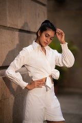 White Shirt With Elasticated Sleeves