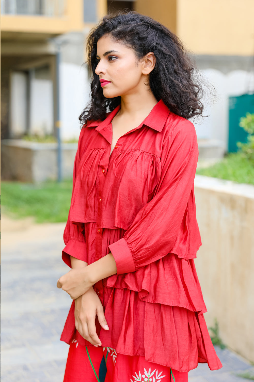 Ruffle Coord Set - Red