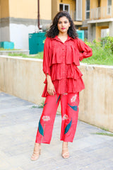 Ruffle Coord Set - Red