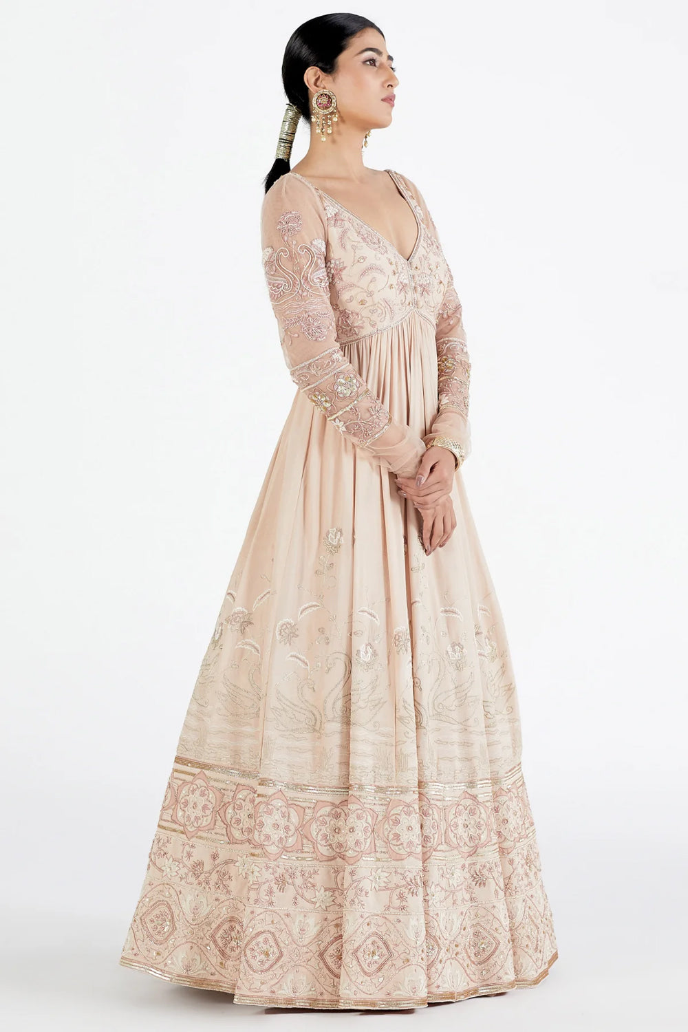 Peach Hamsa Anarkali