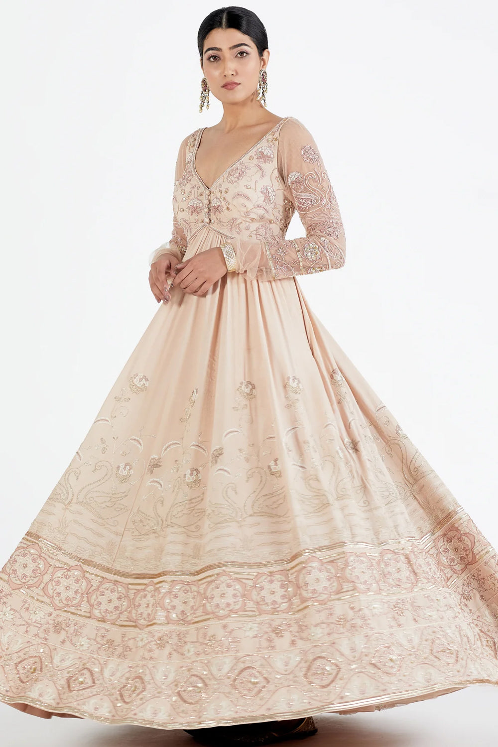 Peach Hamsa Anarkali