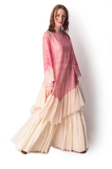 Rose Pink  Ivory Sharara Set