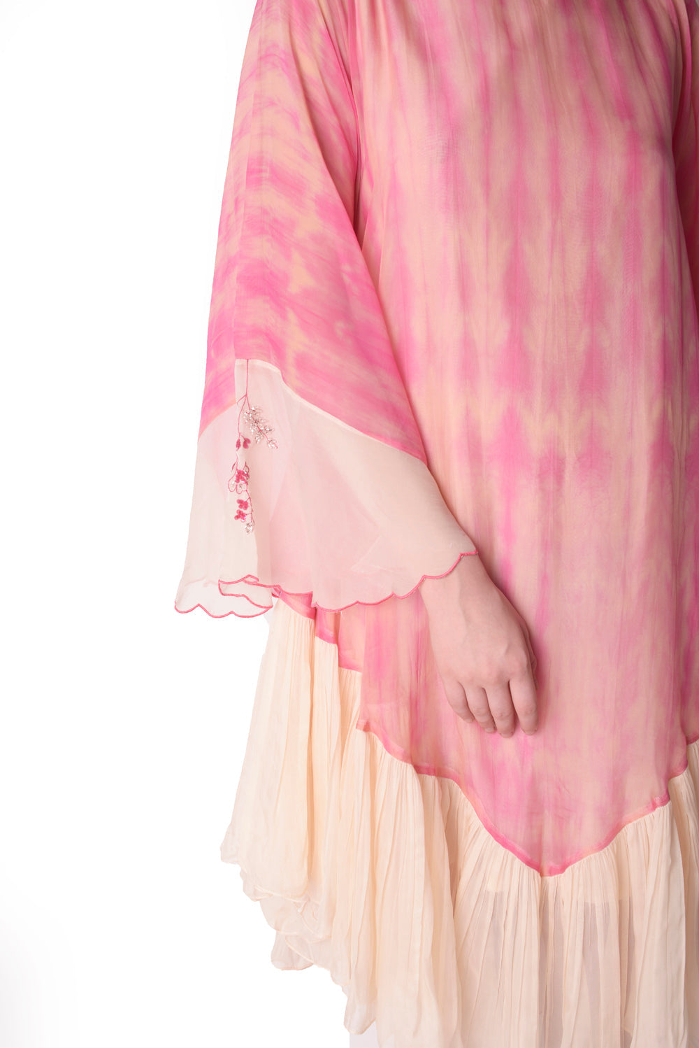 Rose Pink  Ivory Sharara Set