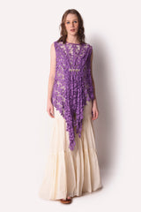 Purple  Ivory Sharara Set