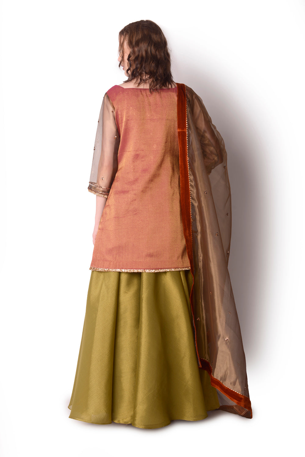 Rust  Olive  Gold Kurta Set