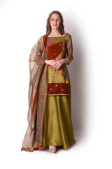 Rust  Olive  Gold Kurta Set