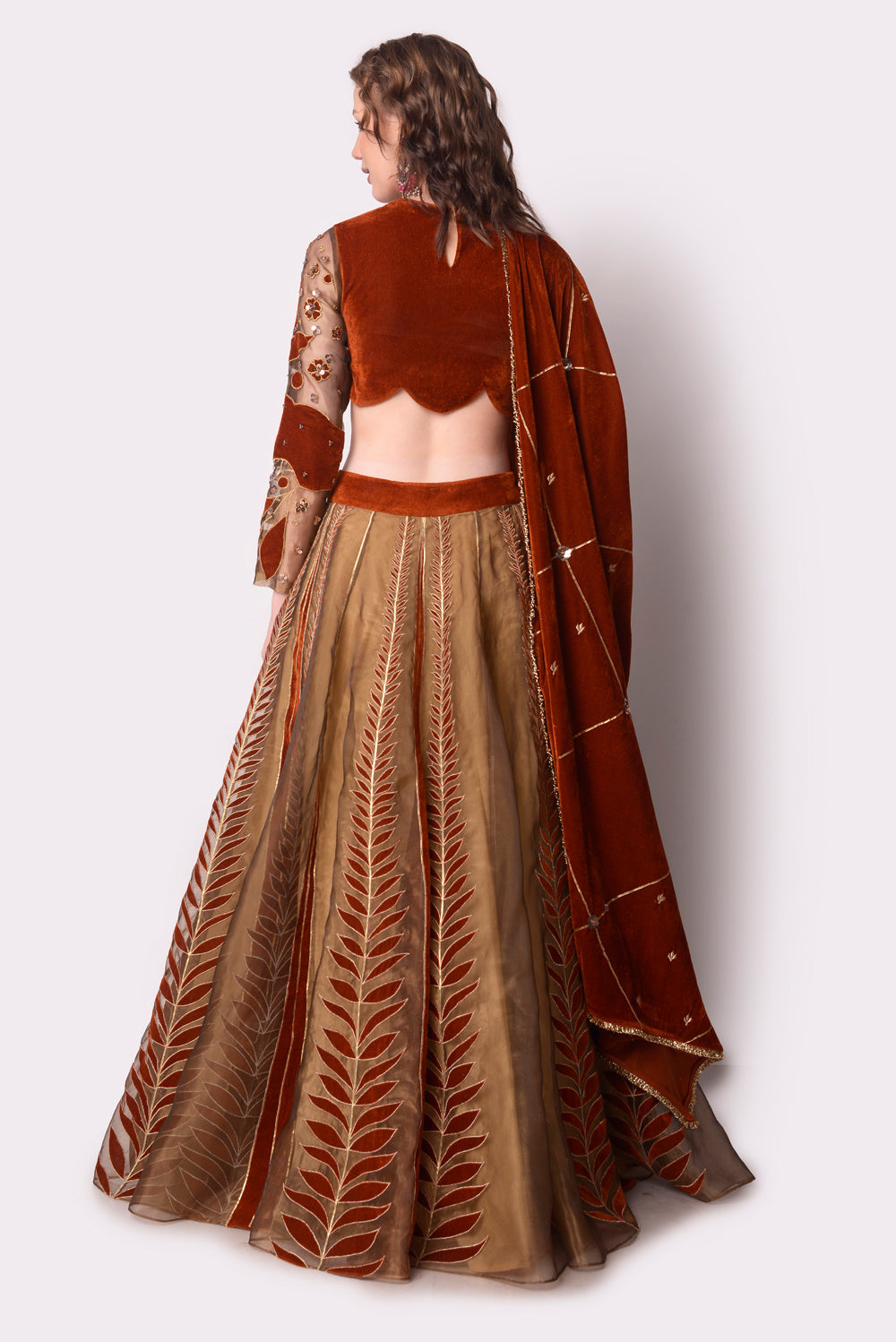 Rust  Gold Lehenga Set