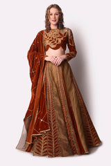 Rust  Gold Lehenga Set