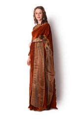 Rust  Gold Saree Set