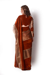 Rust  Gold Saree Set