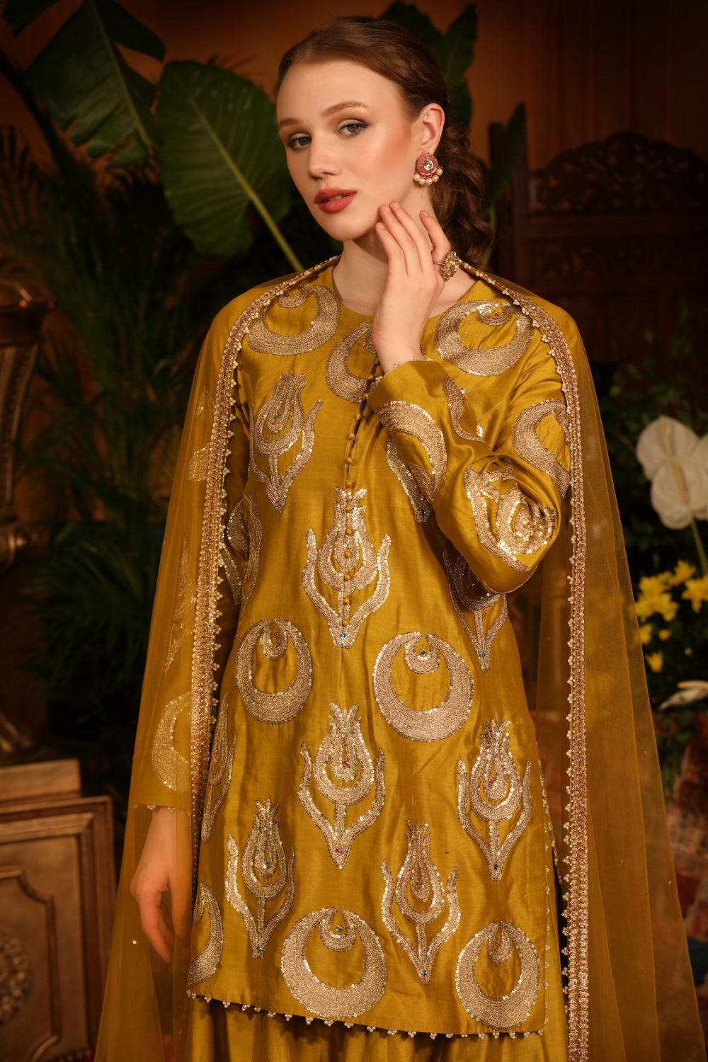 Mustard Chanderi Silk  Paired With  Sharar And  Dupatta