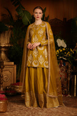 Mustard Chanderi Silk  Paired With  Sharar And  Dupatta