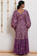 Embroidered & Printed Purple Kurta Set