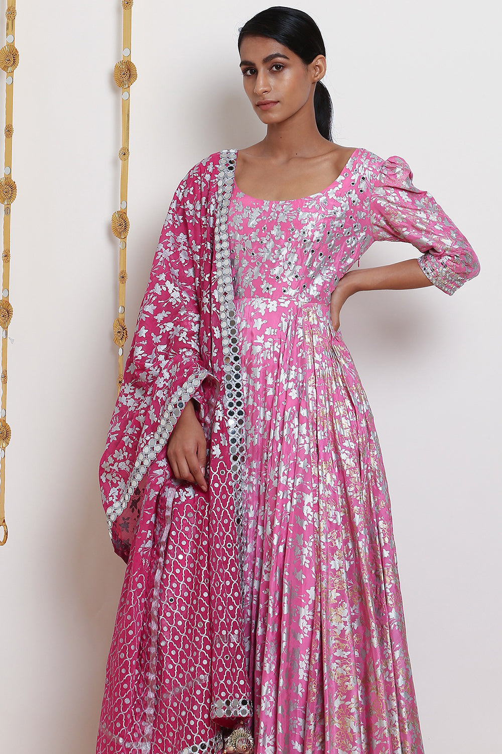 Embroidered & Printed Blush Pink Kurta Set