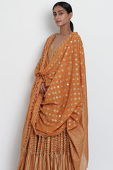 Floral Printed Mustard Kurta With Dupatta