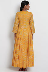 Embroidered Yellow Angrakha Kurta Set