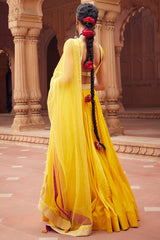 Embellished Yellow Chanderi Silk Lehenga Set