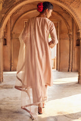 Embroidered Pale Pink Chanderi Silk Kurta Set