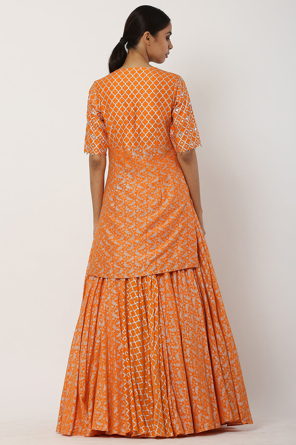 Chanderi Silk Orange Kurta Set