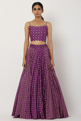 Chanderi Silk Purple Lehenga Set