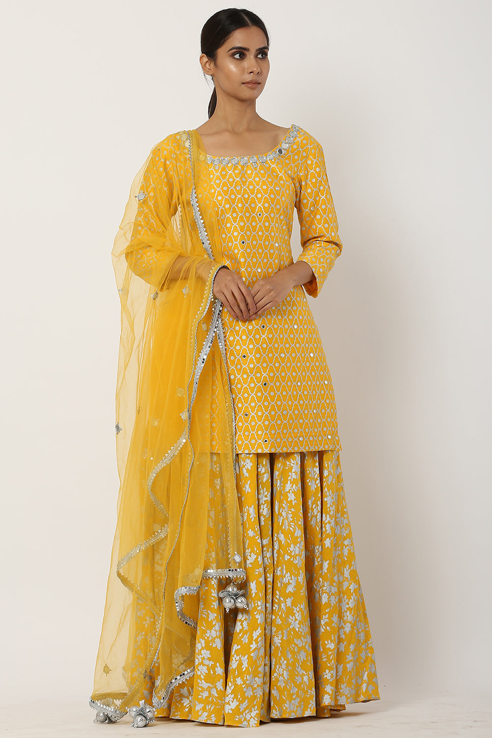 Chanderi Silk Yellow Kurta Set