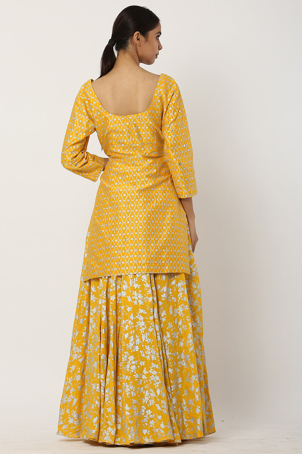 Chanderi Silk Yellow Kurta Set