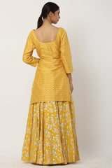 Chanderi Silk Yellow Kurta Set