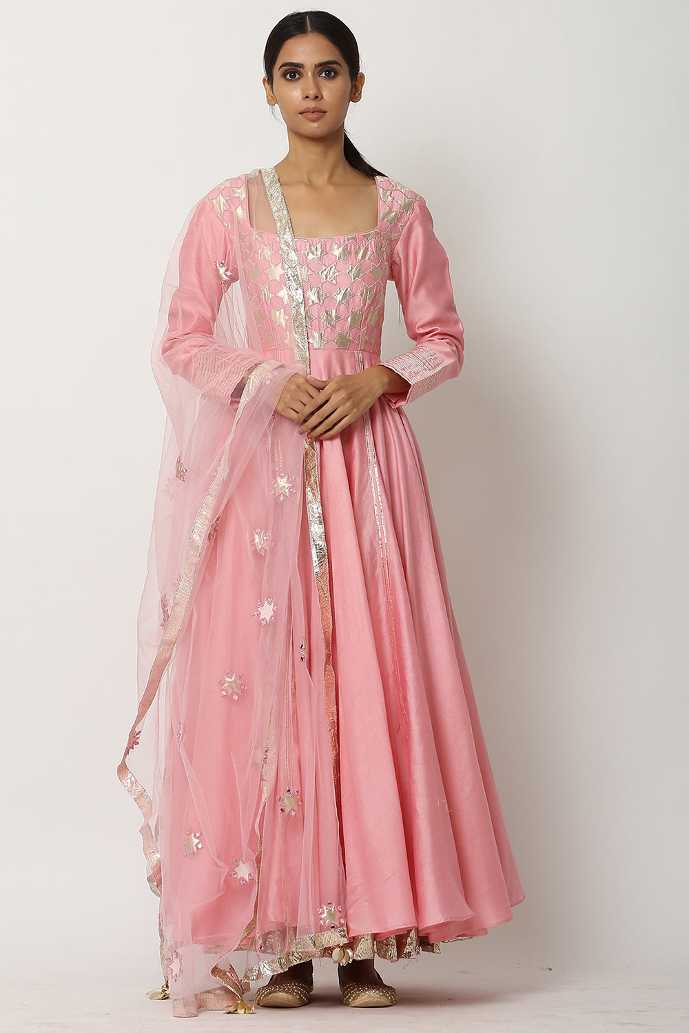 Kalidar Light Pink Kurta Set